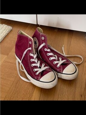 Converse High Top Sneakers - Burgundy with White Accents